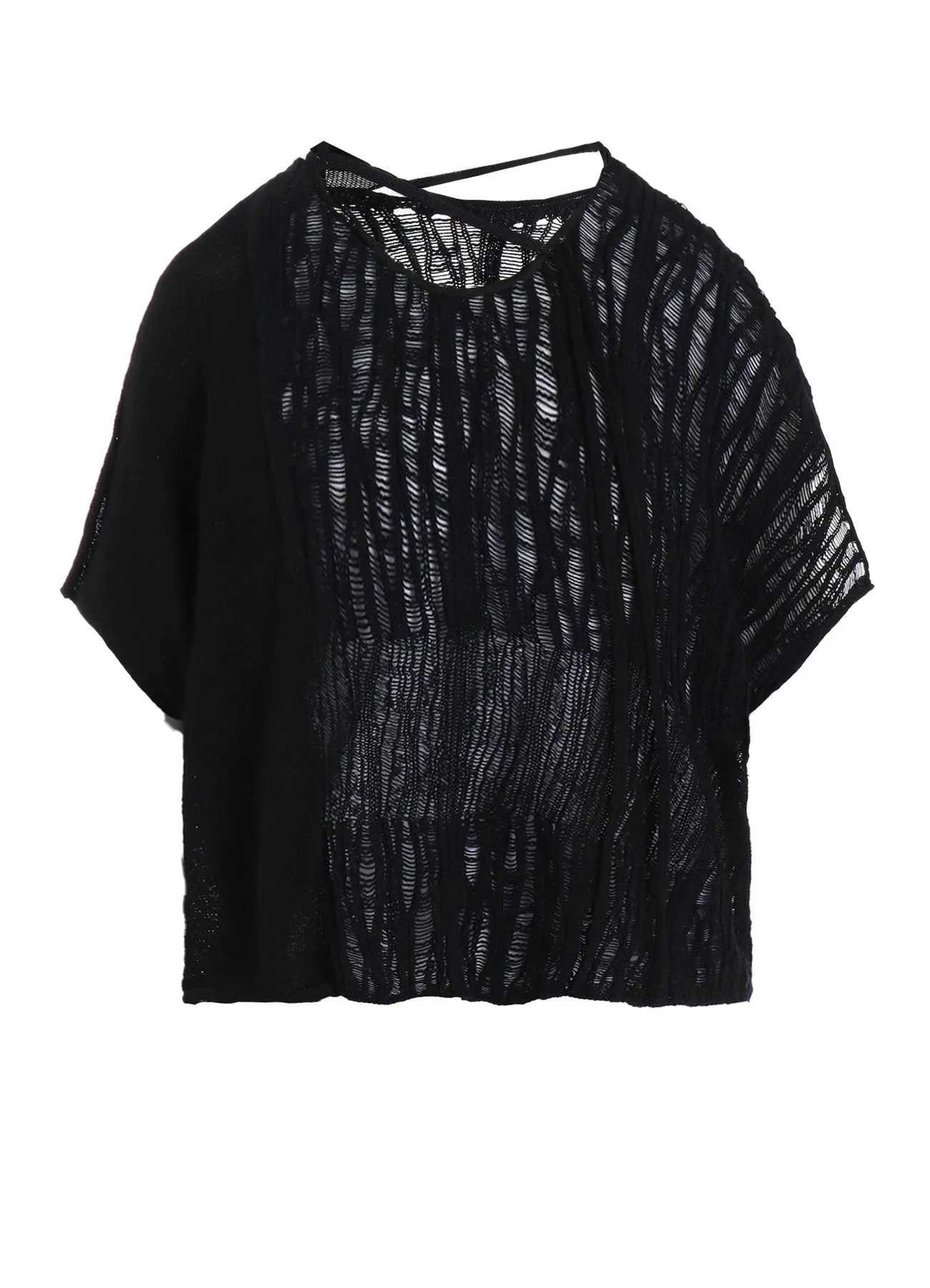 DROP NEEDLE STRIPE CROPPED PANEL PULLOVER sold by Yohji Yamamoto