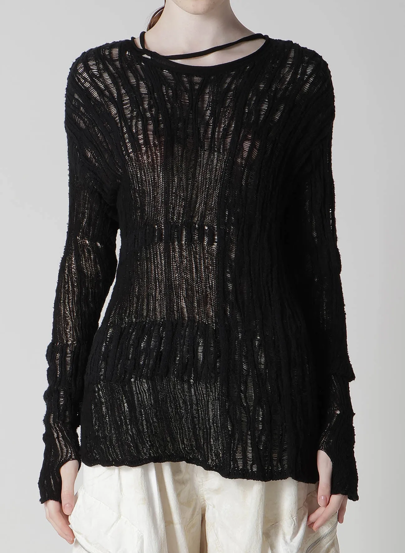 DROP NEEDLE STRIPE LONG PANEL PULLOVER sold by Yohji Yamamoto product image thumbnail 4