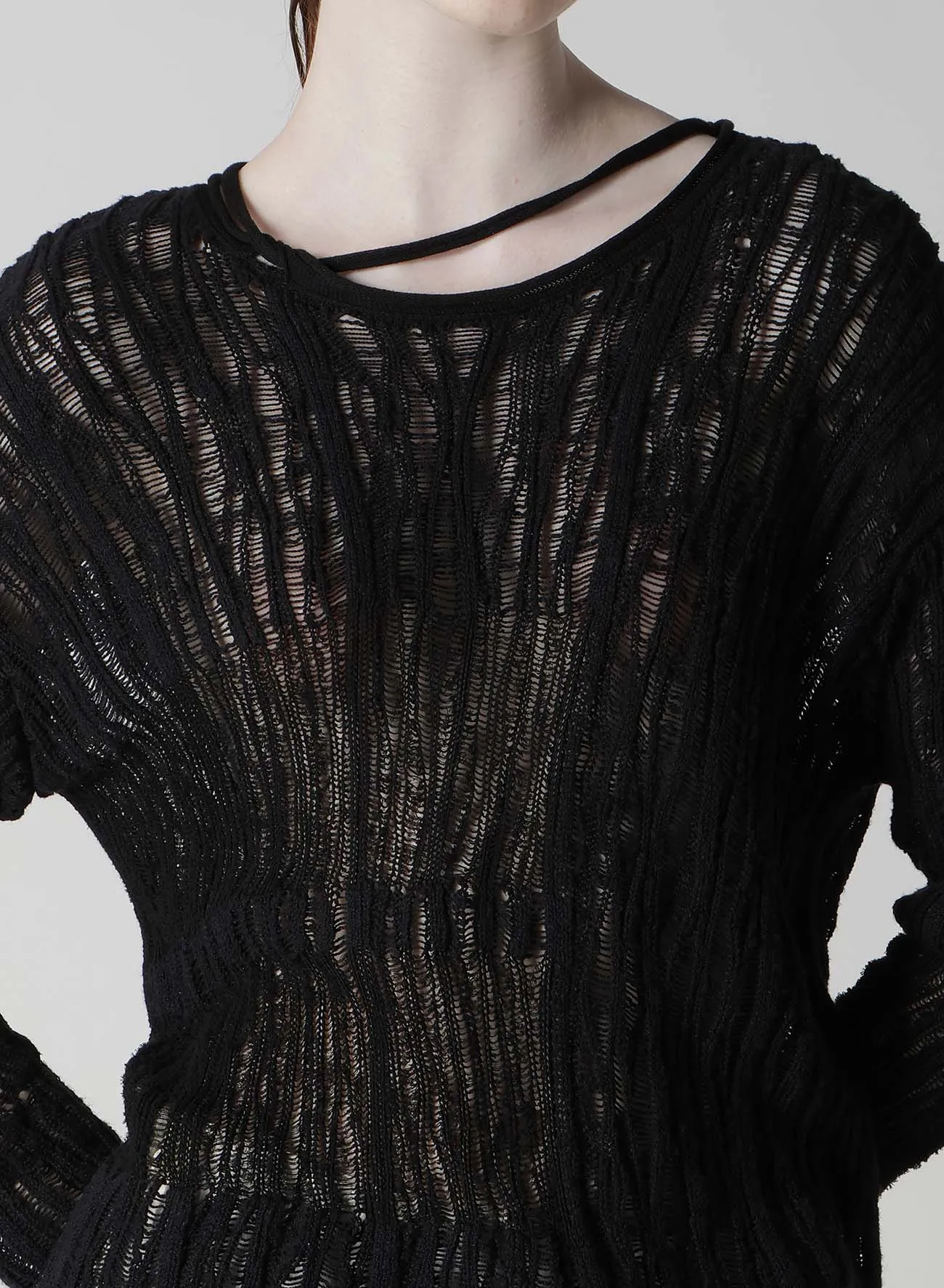 DROP NEEDLE STRIPE LONG PANEL PULLOVER sold by Yohji Yamamoto product image thumbnail 5