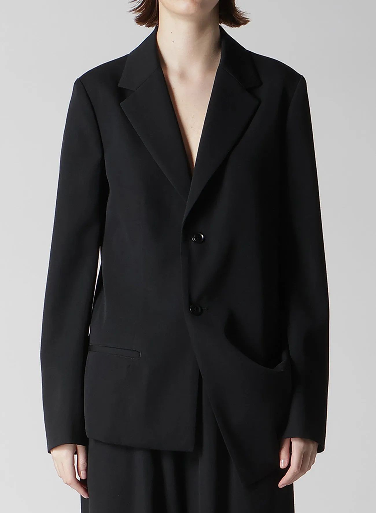 WOOL GABARDINE LEFT SIDE DROPPED JACKET sold by Yohji Yamamoto product image thumbnail 5