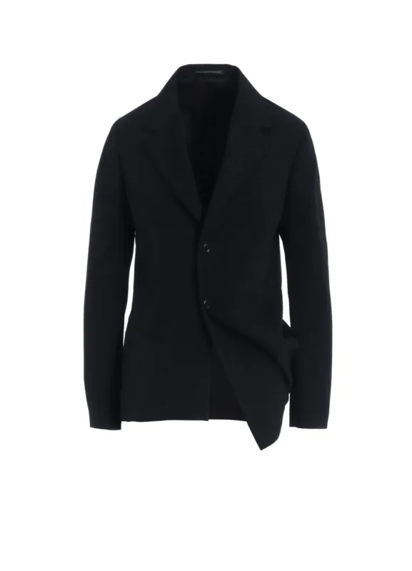 WOOL GABARDINE LEFT SIDE DROPPED JACKET sold by Yohji Yamamoto