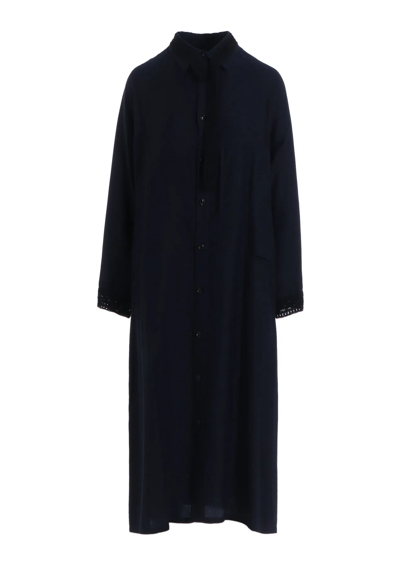 CUPRO DUNGAREE TWILL CROCHET COMBINATION SHRT DRESS sold by Yohji Yamamoto product image thumbnail 2