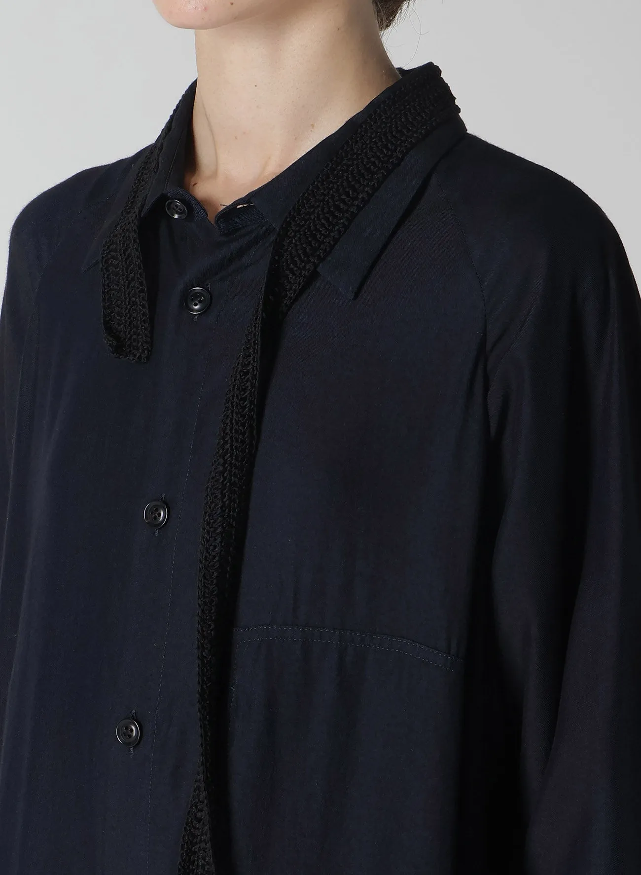 CUPRO DUNGAREE TWILL CROCHET COMBINATION SHRT DRESS sold by Yohji Yamamoto product image thumbnail 5