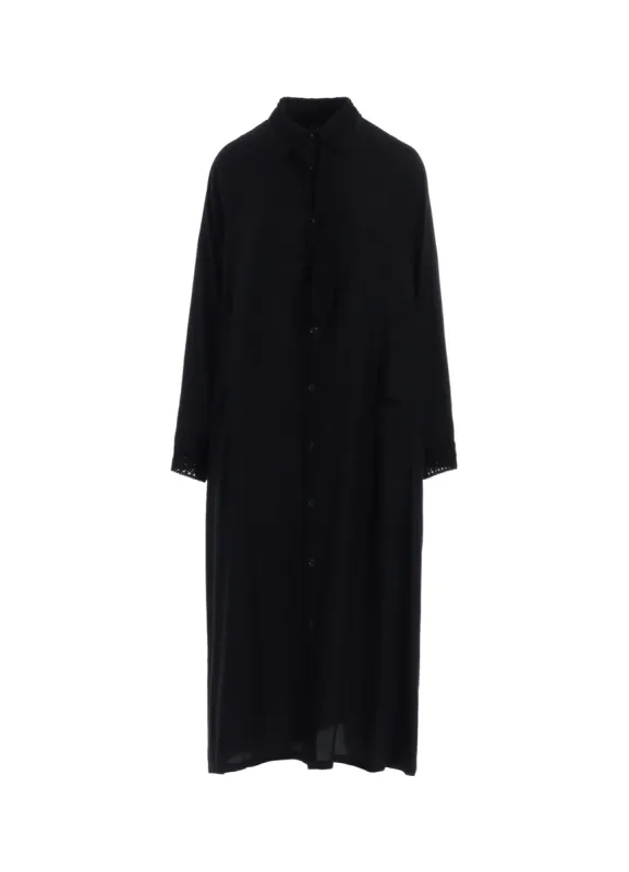 CUPRO DUNGAREE TWILL CROCHET COMBINATION SHRT DRESS sold by Yohji Yamamoto