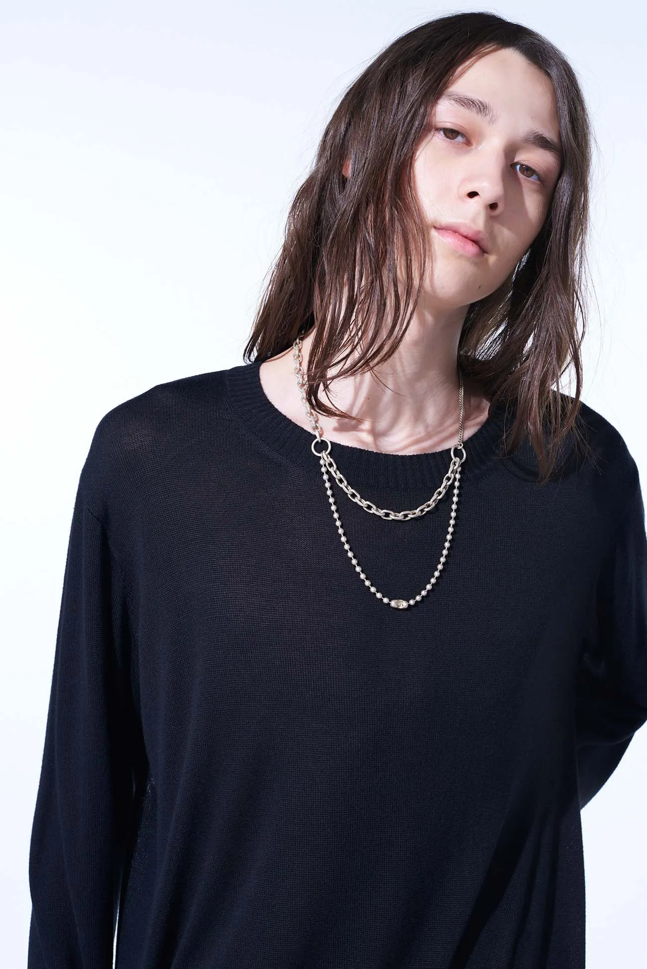 BRASS BALL CHAIN TWO-STRAND NECKLACE sold by Yohji Yamamoto product image thumbnail 5