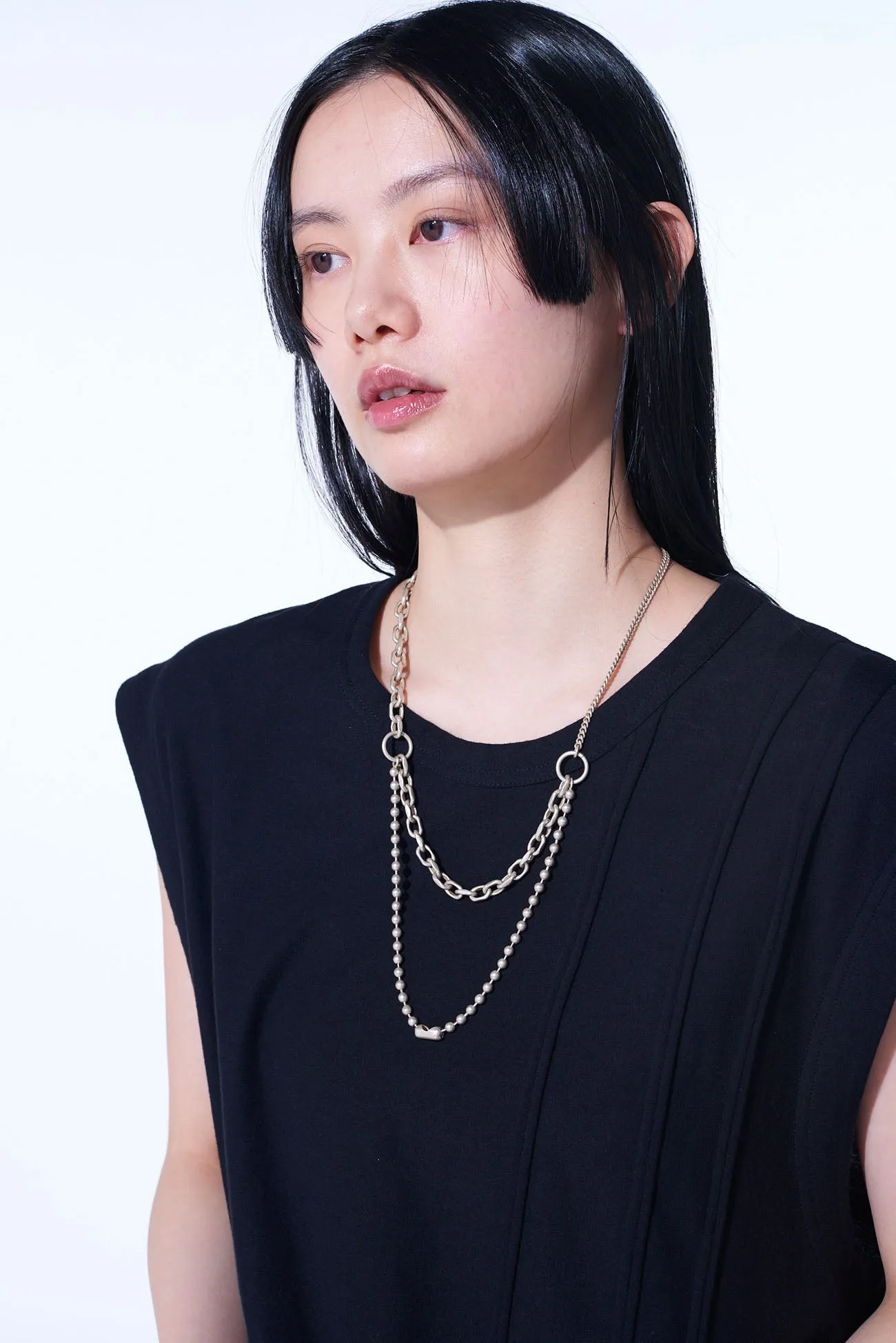 BRASS BALL CHAIN TWO-STRAND NECKLACE sold by Yohji Yamamoto product image thumbnail 3