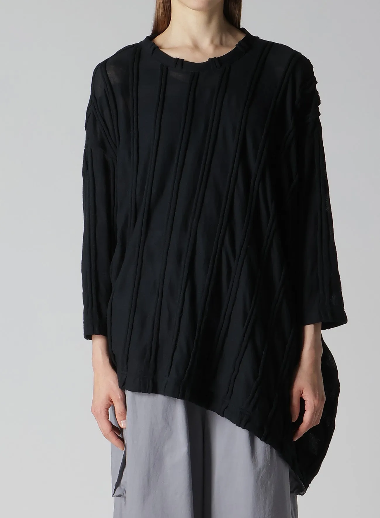 CHECK CUT JACQUARD ASYMMETRIC DRAPE T sold by Yohji Yamamoto product image thumbnail 4
