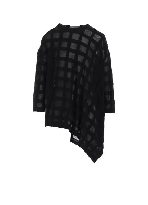CHECK CUT JACQUARD ASYMMETRIC DRAPE T sold by Yohji Yamamoto