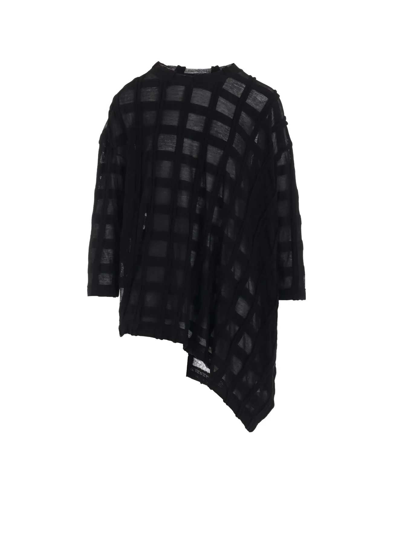 CHECK CUT JACQUARD ASYMMETRIC DRAPE T sold by Yohji Yamamoto