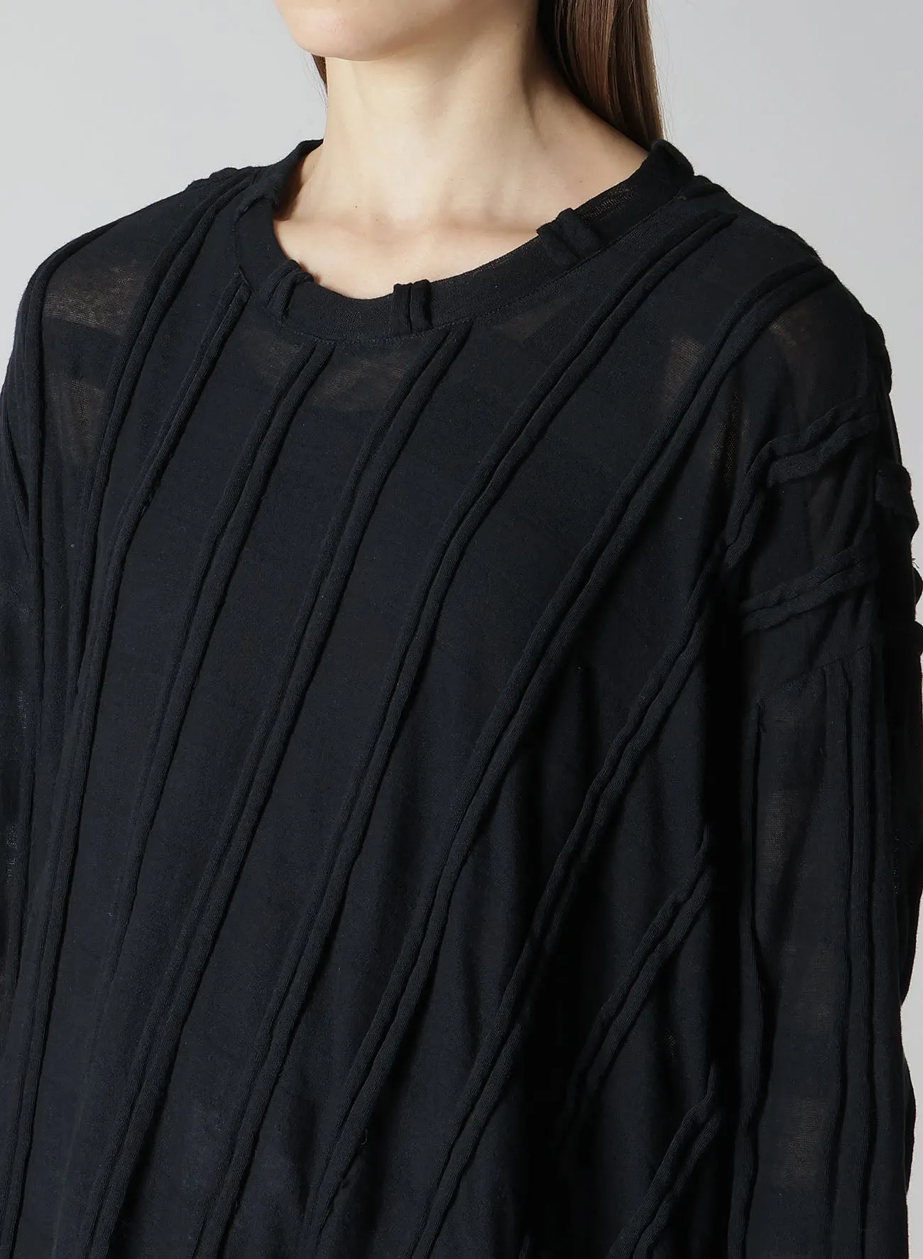 CHECK CUT JACQUARD ASYMMETRIC DRAPE T sold by Yohji Yamamoto product image thumbnail 5