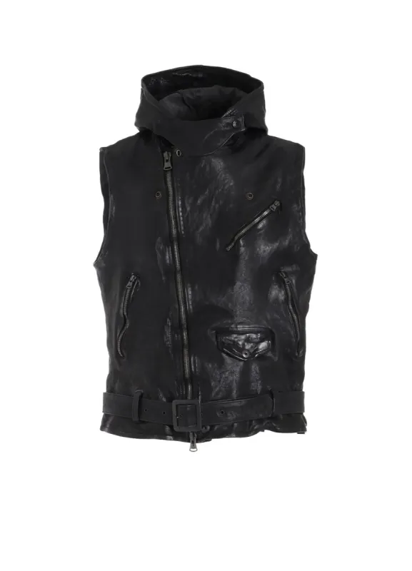 BACKLASH CALF DYED W HOODIE RIDERS VEST sold by Yohji Yamamoto