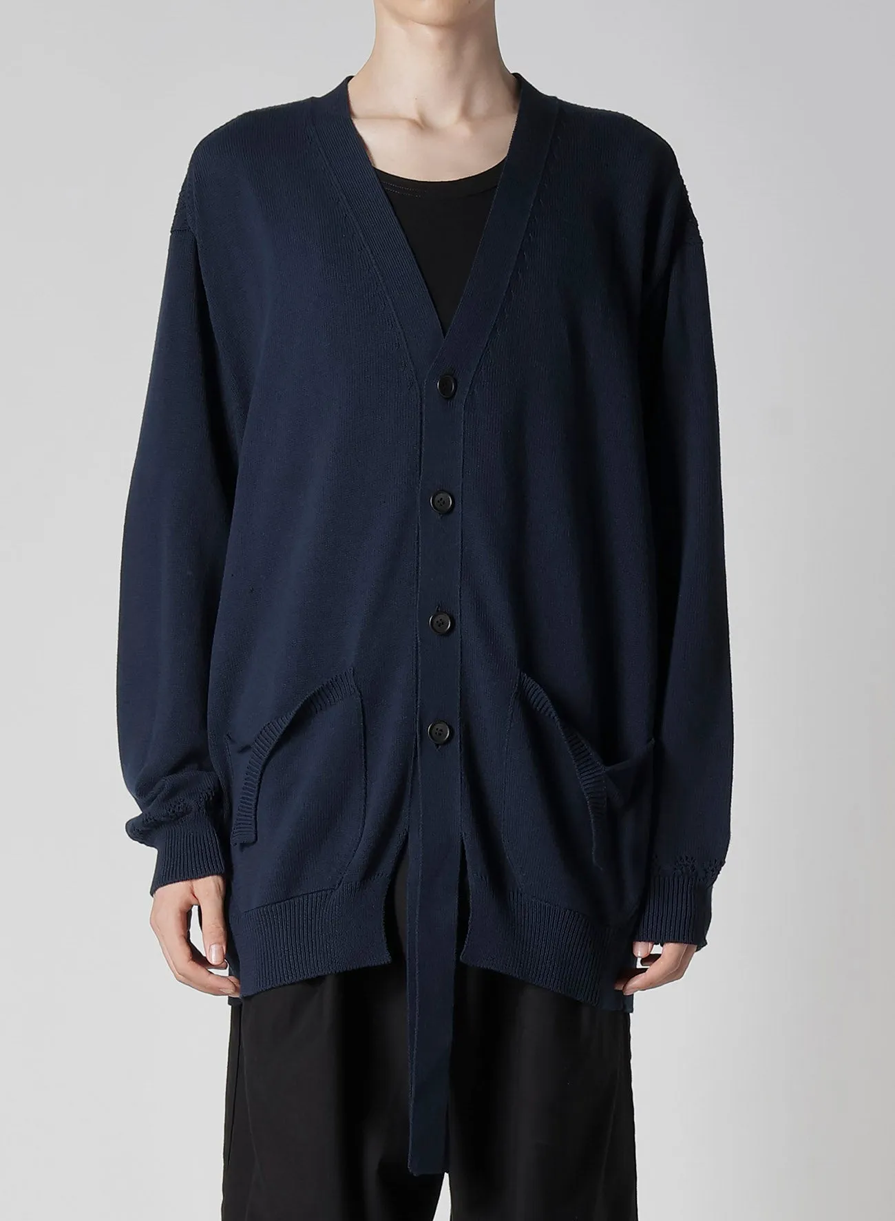 7G OPENWORK JERSEY PLAIN FRONT V CD sold by Yohji Yamamoto product image thumbnail 2