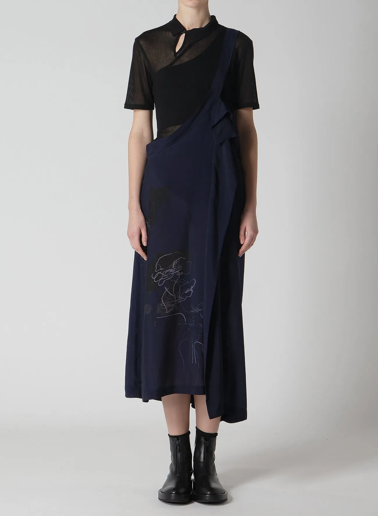 CU/LAWN FLOWER SKETCH PRINT JUMPER SKIRT sold by Yohji Yamamoto product image thumbnail 4
