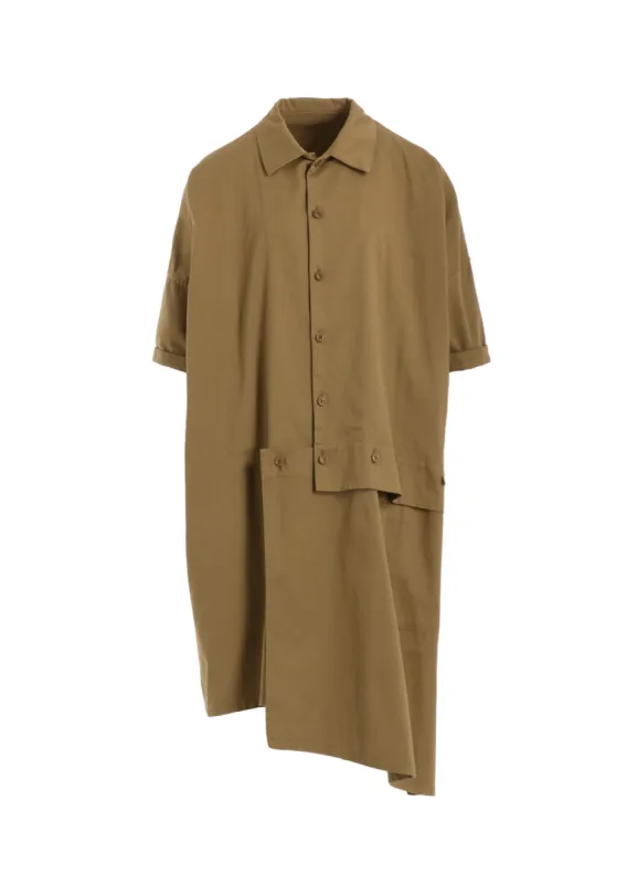 [Y's BORN PRODUCT] COTTON TWILL HALF SLEEVE ASYMMETERIC DRESS sold by Yohji Yamamoto