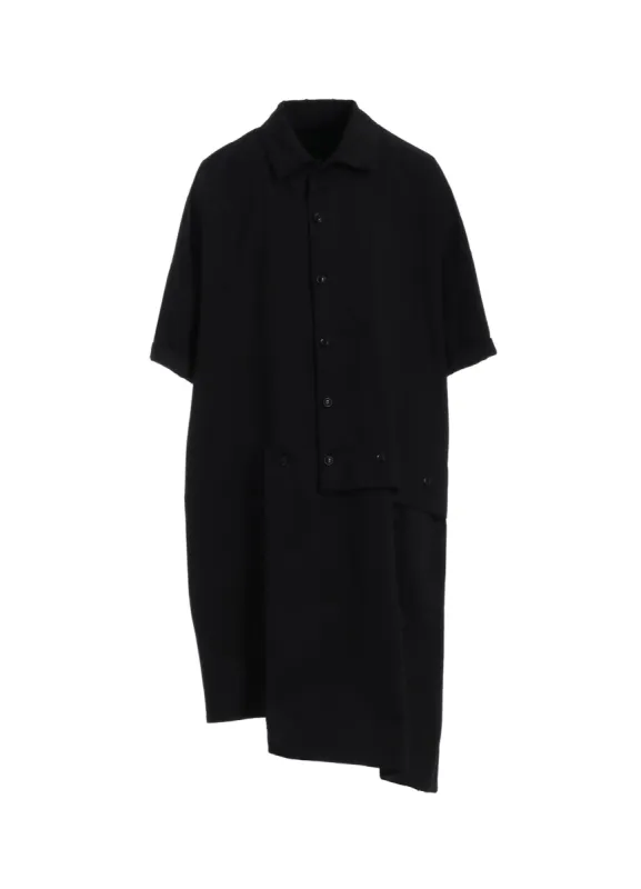 [Y's BORN PRODUCT] COTTON TWILL HALF SLEEVE ASYMMETERIC DRESS sold by Yohji Yamamoto