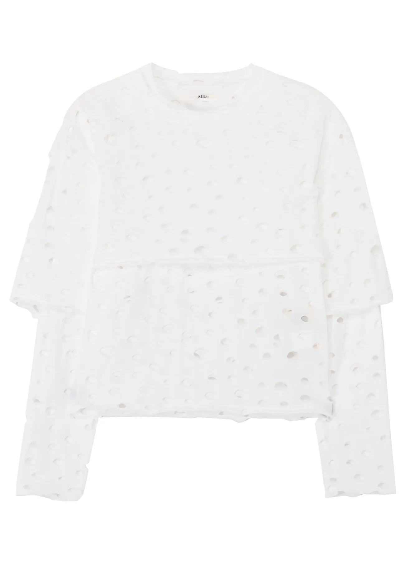 HOLED PLAIN STITCH LAYERED SEPARATE LONG SLEEVE T-SHIRT sold by Yohji Yamamoto product image thumbnail 2