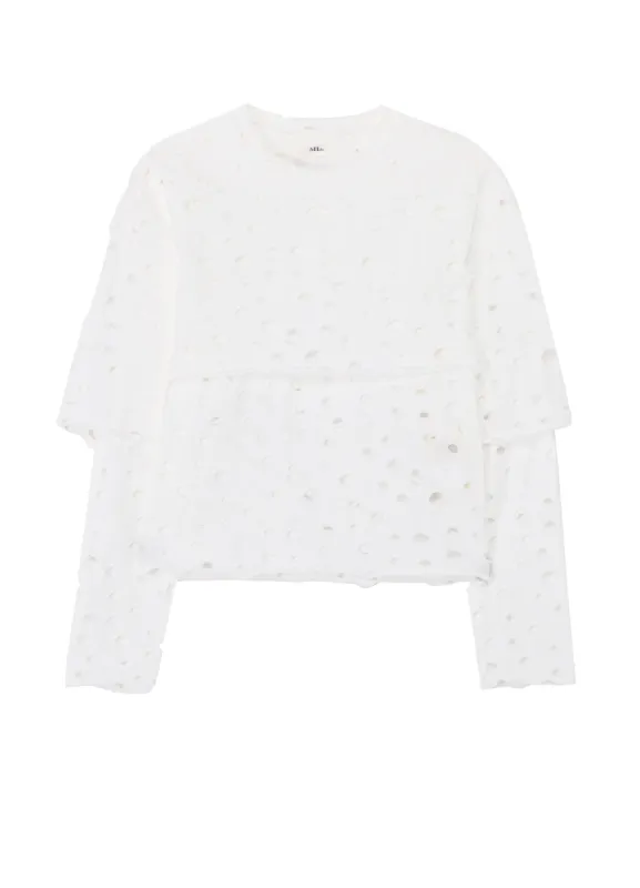 HOLED PLAIN STITCH LAYERED SEPARATE LONG SLEEVE T-SHIRT sold by Yohji Yamamoto