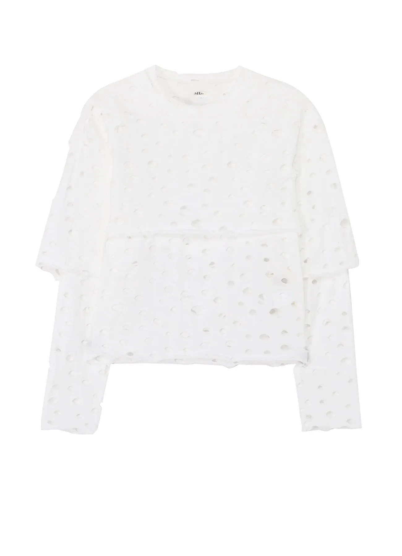 HOLED PLAIN STITCH LAYERED SEPARATE LONG SLEEVE T-SHIRT sold by Yohji Yamamoto