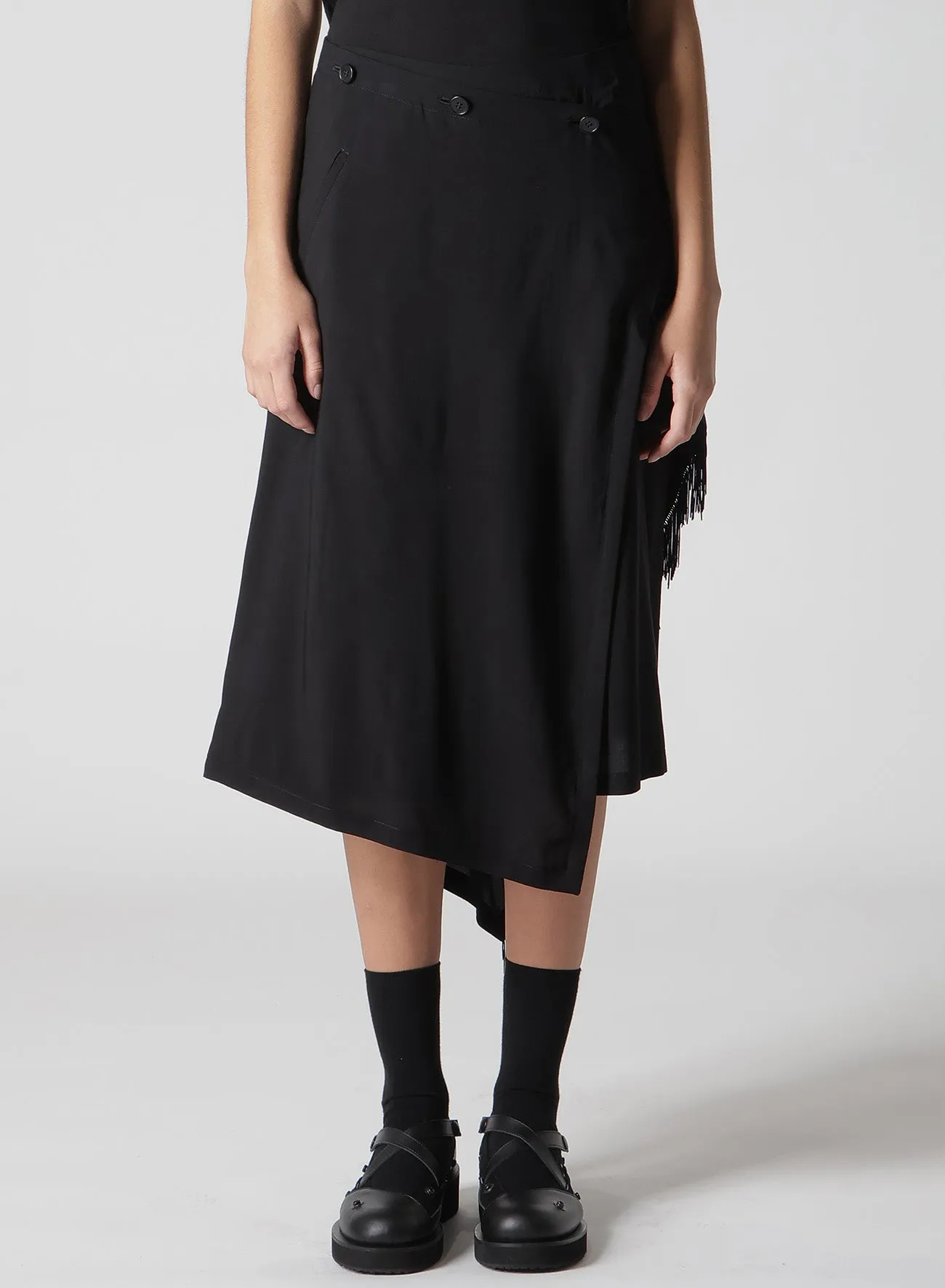 RAYON LAWN FRINGE WRAP SKIRT sold by Yohji Yamamoto product image thumbnail 5