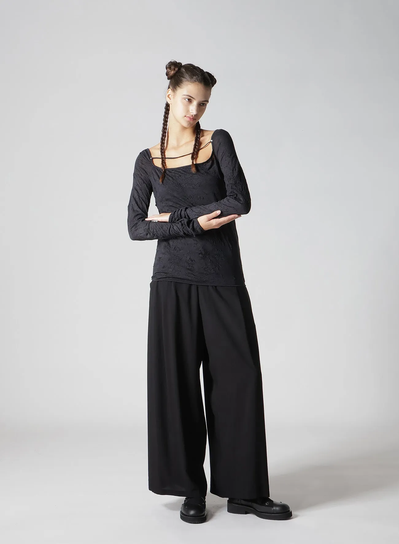 WASHER PLAIN STITCH SQUARE NECK LONG SLEEVE T-SHIRT sold by Yohji Yamamoto product image thumbnail 4