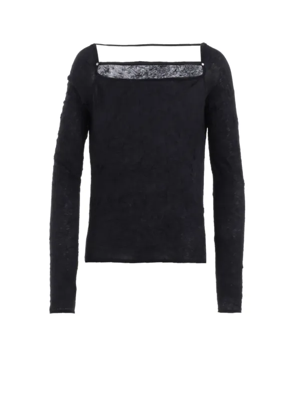 WASHER PLAIN STITCH SQUARE NECK LONG SLEEVE T-SHIRT sold by Yohji Yamamoto
