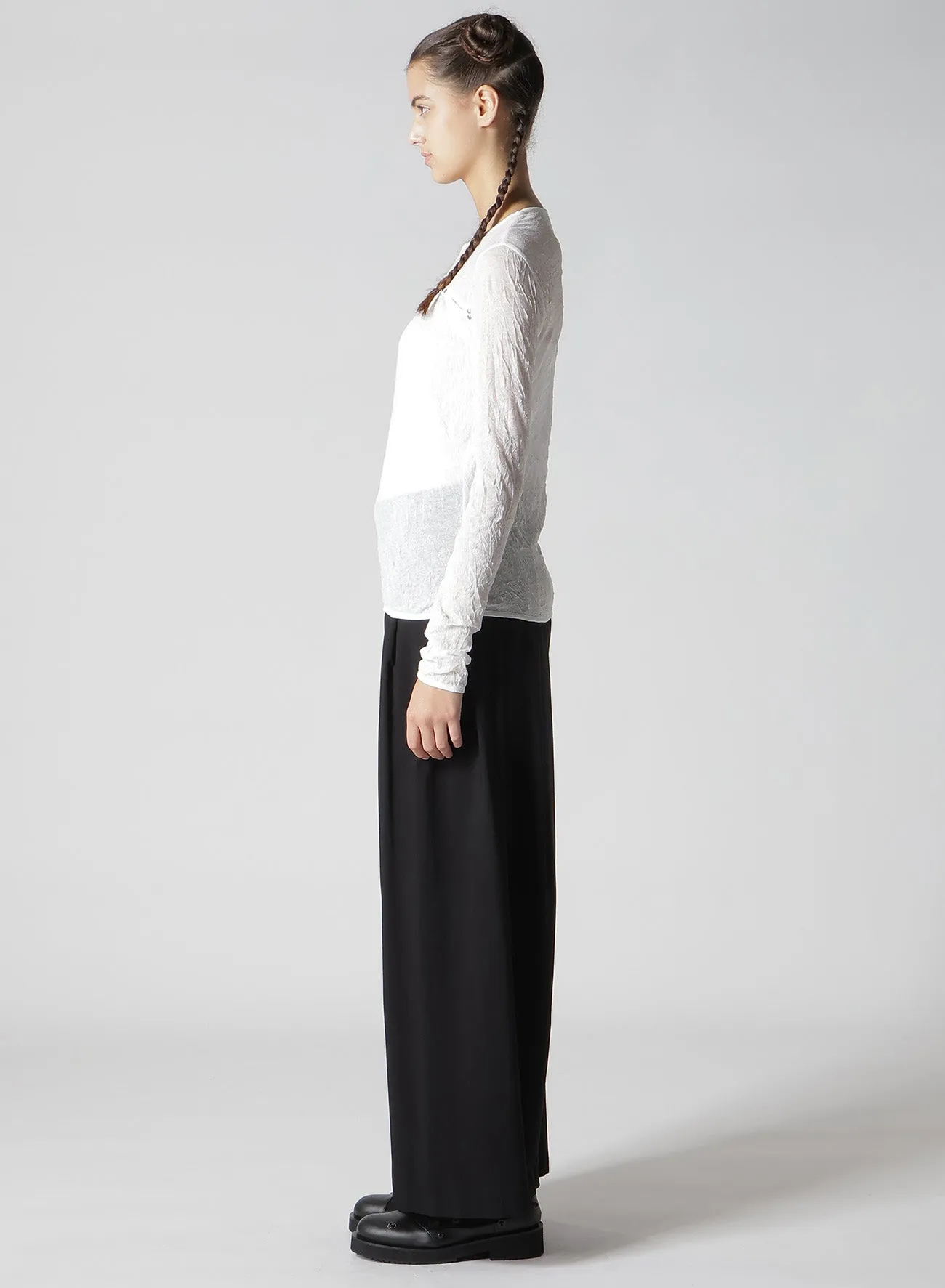 WASHER PLAIN STITCH SLIT CHEST LONG SLEEVE T-SHIRT sold by Yohji Yamamoto product image thumbnail 5