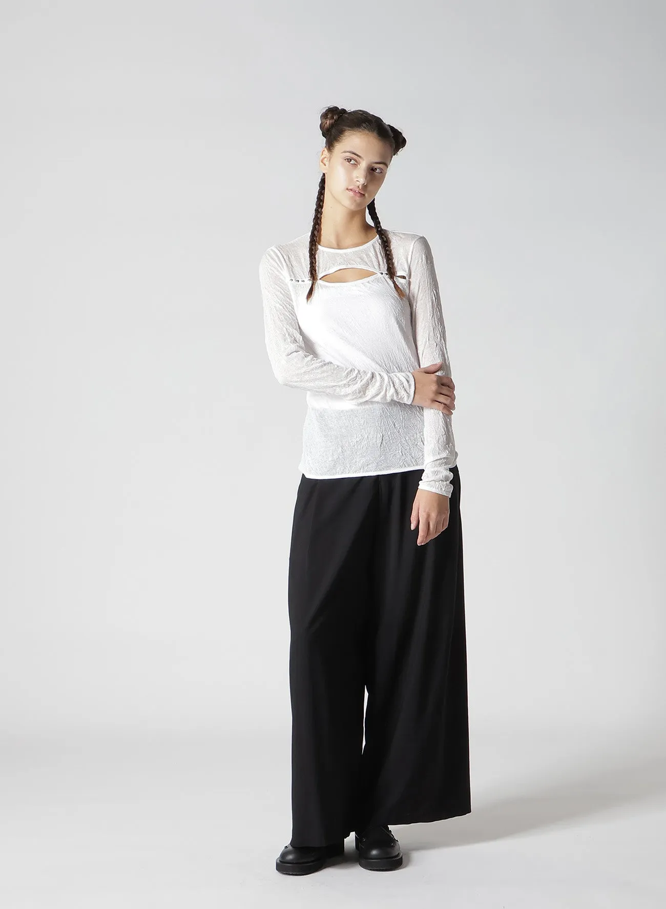 WASHER PLAIN STITCH SLIT CHEST LONG SLEEVE T-SHIRT sold by Yohji Yamamoto product image thumbnail 4