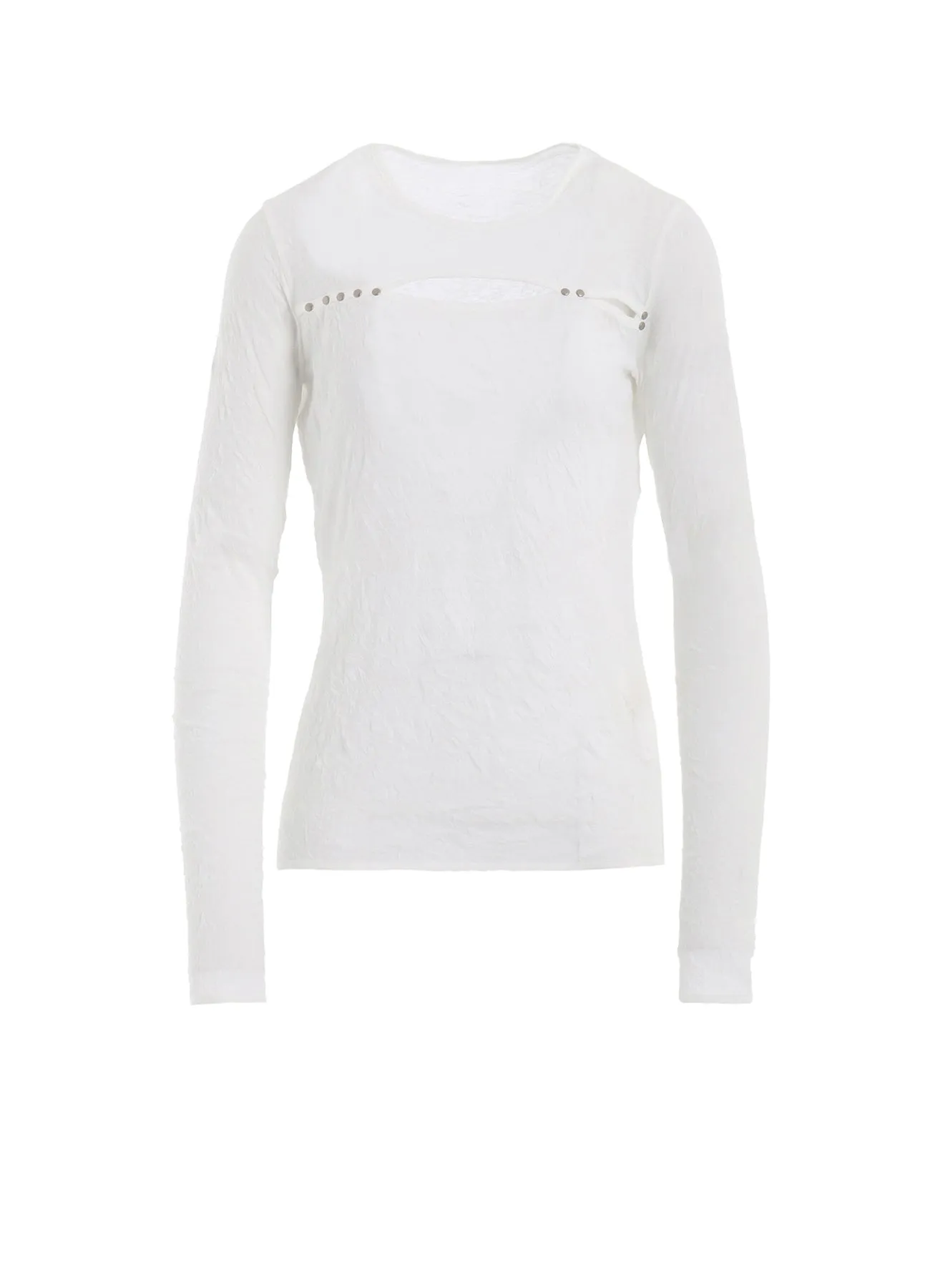 WASHER PLAIN STITCH SLIT CHEST LONG SLEEVE T-SHIRT sold by Yohji Yamamoto