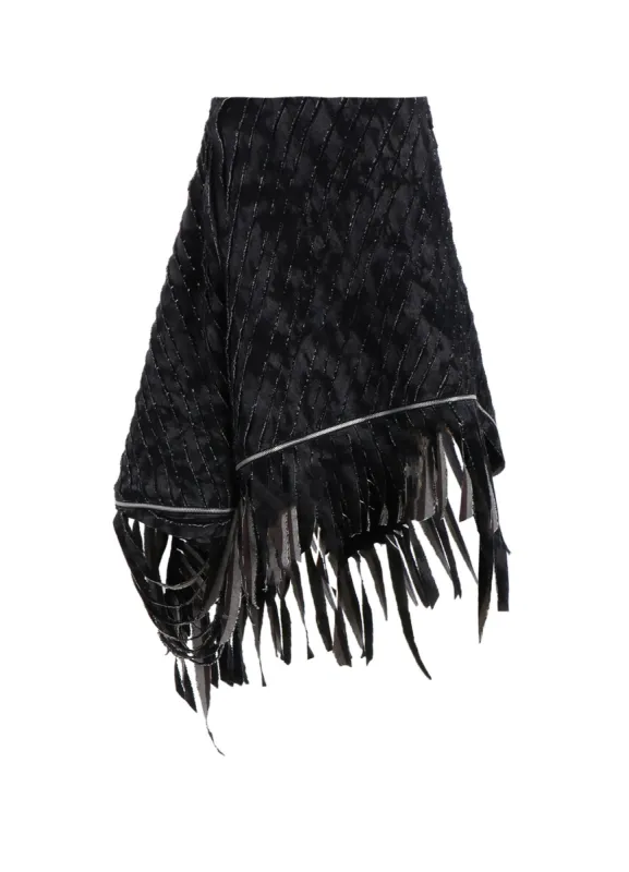 DENIM WITH SLASH DETAIL ZIP PANELED SKIRT A sold by Yohji Yamamoto