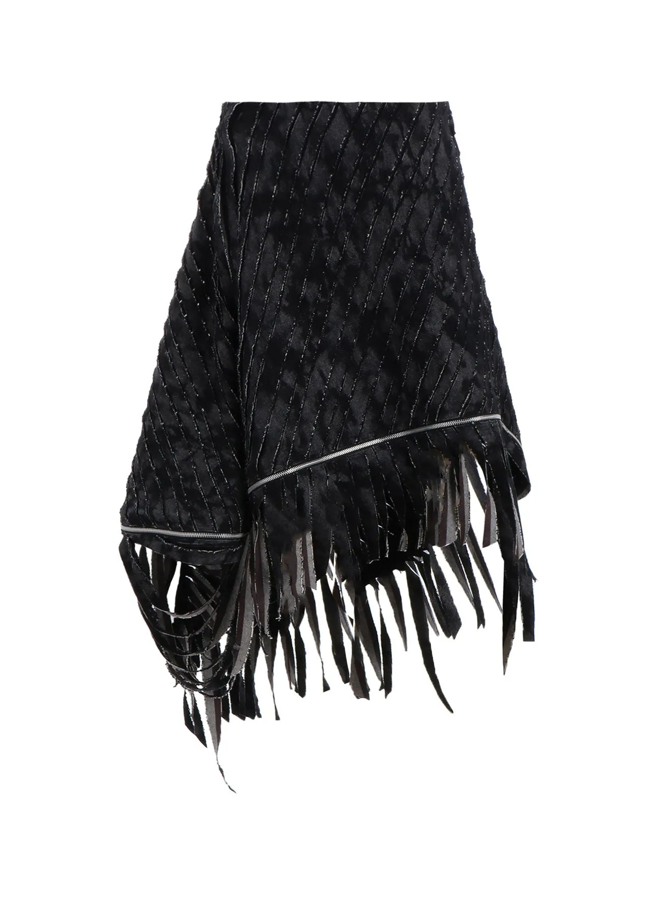 DENIM WITH SLASH DETAIL ZIP PANELED SKIRT A sold by Yohji Yamamoto