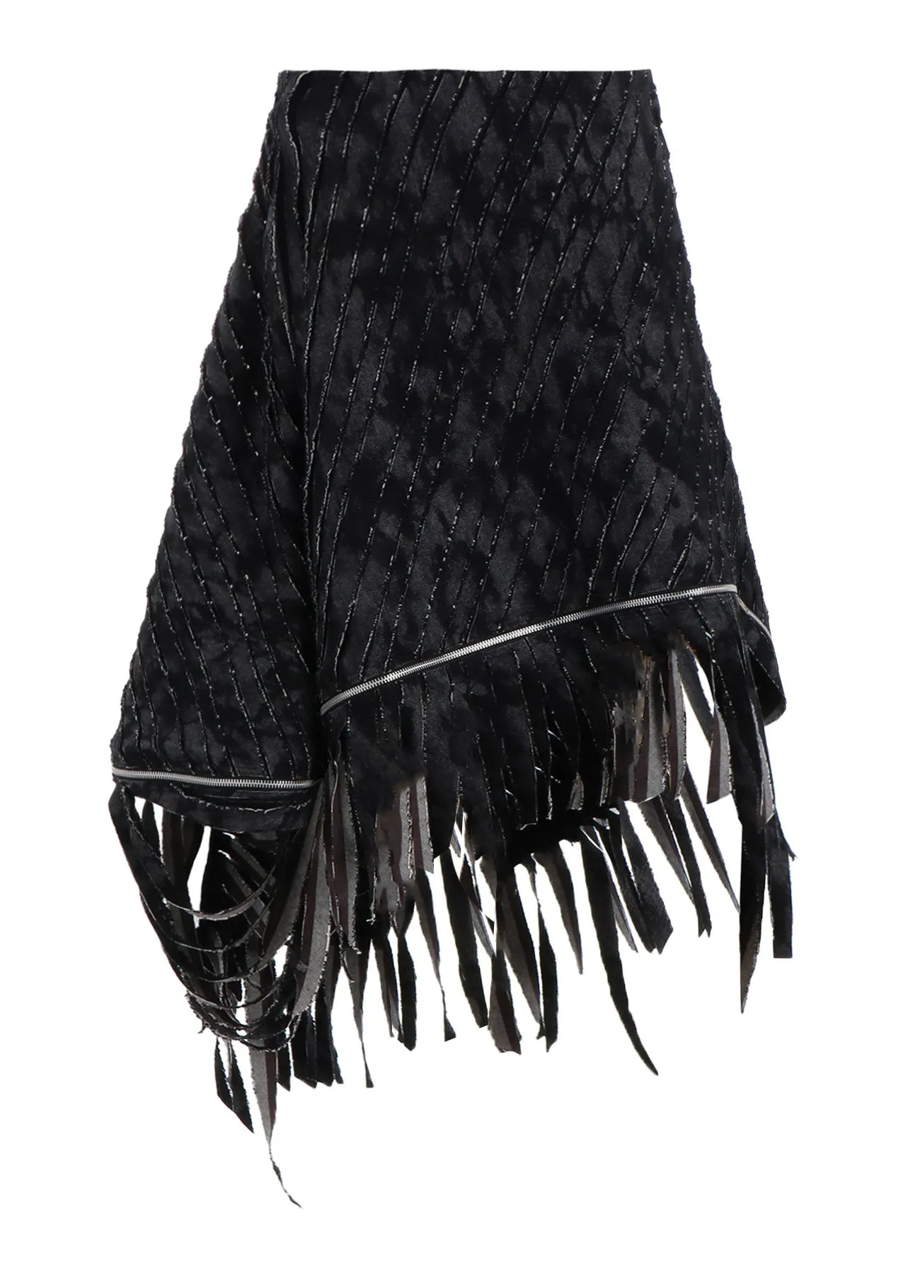 DENIM WITH SLASH DETAIL ZIP PANELED SKIRT A sold by Yohji Yamamoto product image thumbnail 2