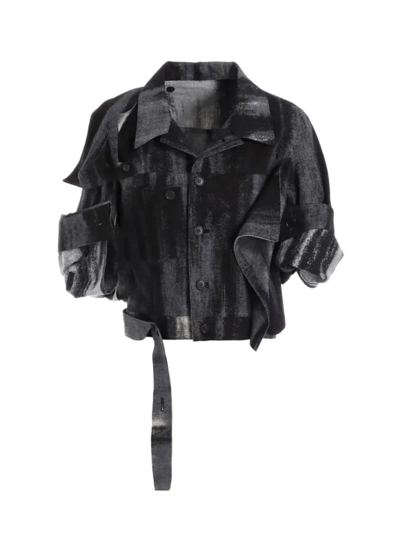 DISCHARGE PT DENIM BUTTON DETAIL JACKET sold by Yohji Yamamoto