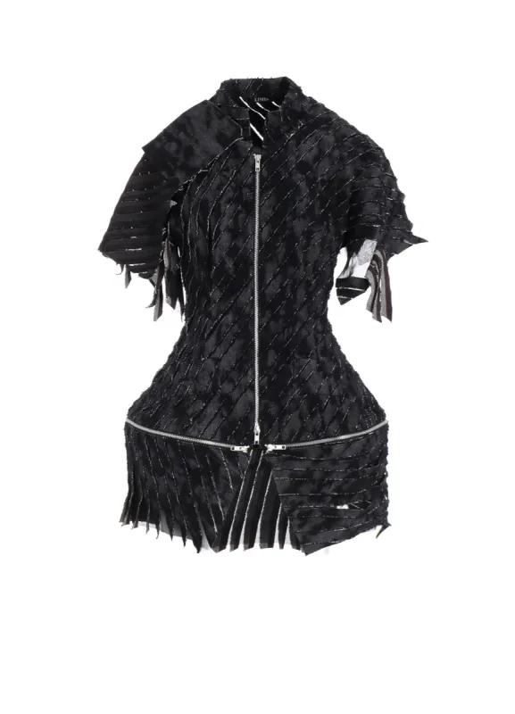 DENIM WITH SLASH DETAIL PANELED ZIP JACKET sold by Yohji Yamamoto