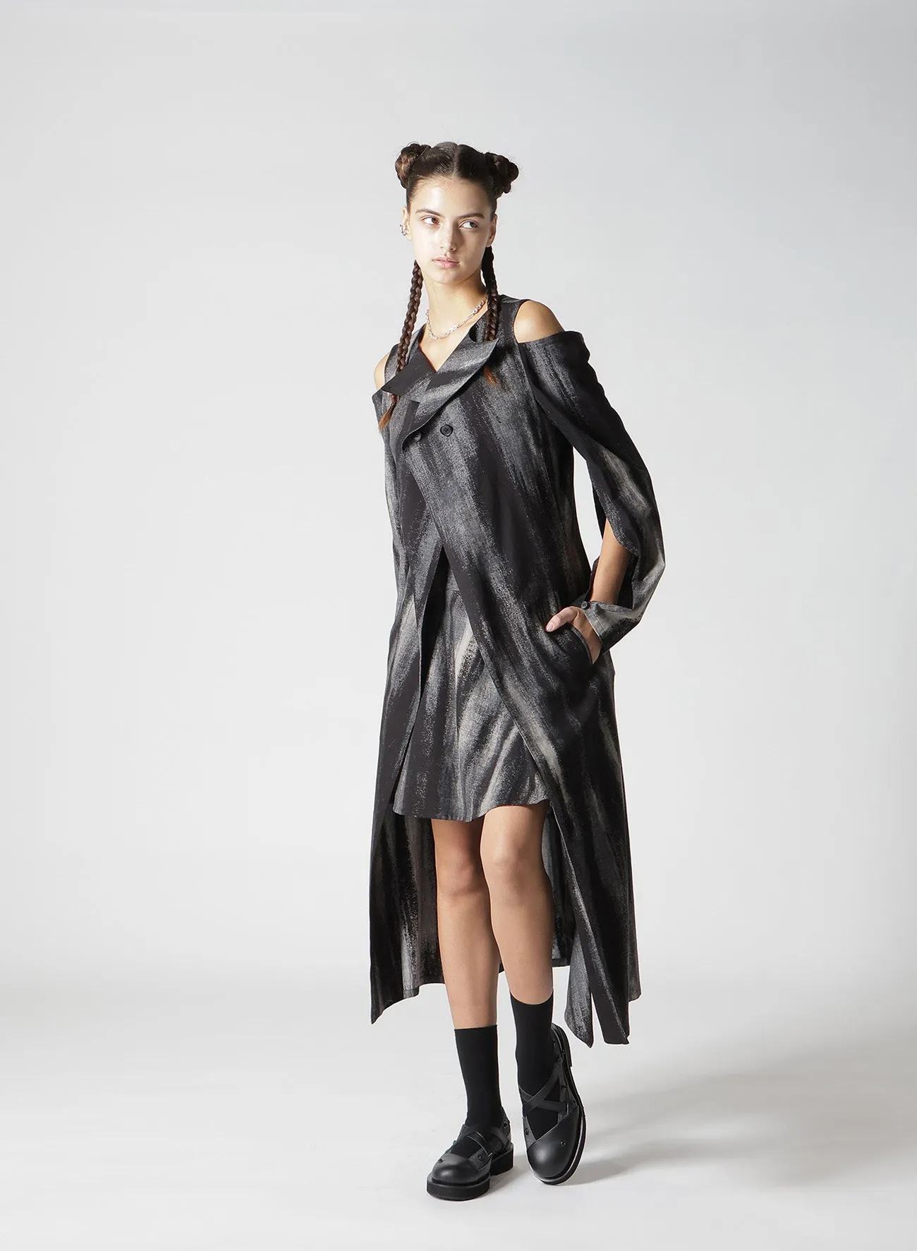 DISCHARGE PT DENIM OPEN SHOULDER DRESS sold by Yohji Yamamoto product image thumbnail 4
