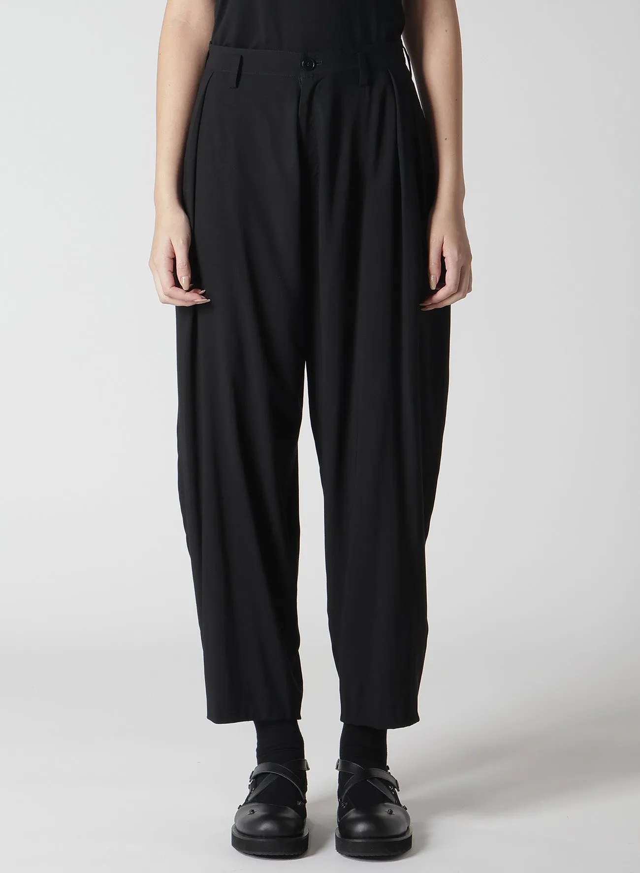 RAYON LAWN CROPED TUCK PANTS sold by Yohji Yamamoto product image thumbnail 5