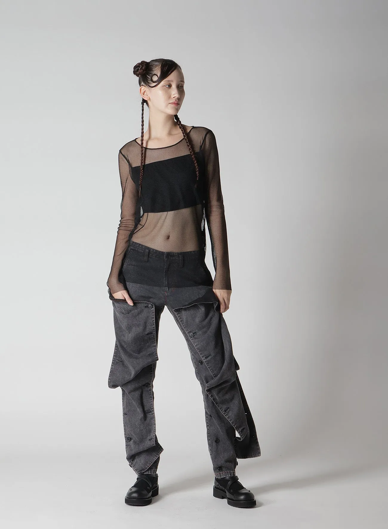 POWDER BLEACH BUTTON DETAIL PANTS sold by Yohji Yamamoto product image thumbnail 5