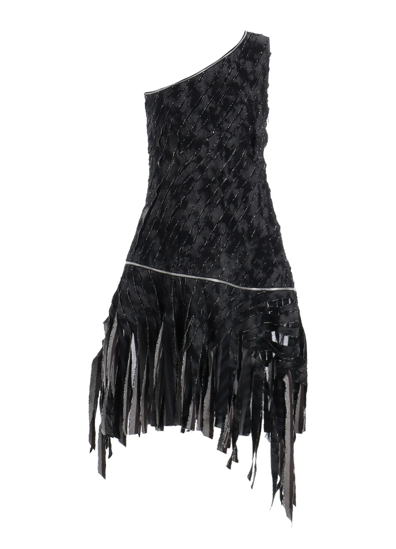 DENIM WITH SLASH DETAIL ZIP ONE SHOULDER DRESS sold by Yohji Yamamoto product image thumbnail 2