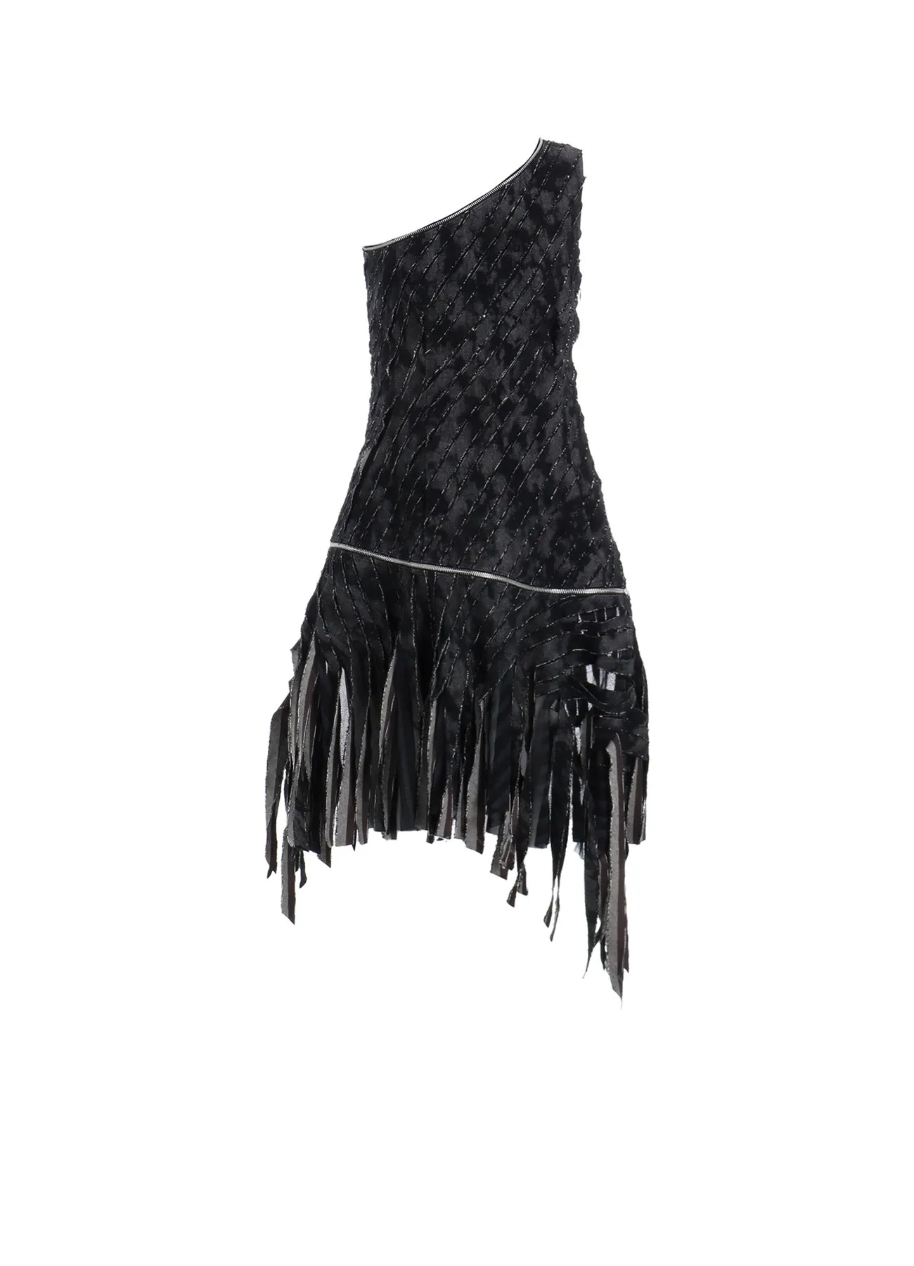 DENIM WITH SLASH DETAIL ZIP ONE SHOULDER DRESS sold by Yohji Yamamoto