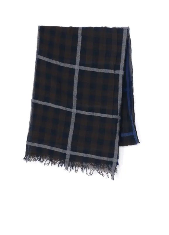 C/W PLAID OMBRE DYE GRADATION PLAID SCARF sold by Yohji Yamamoto