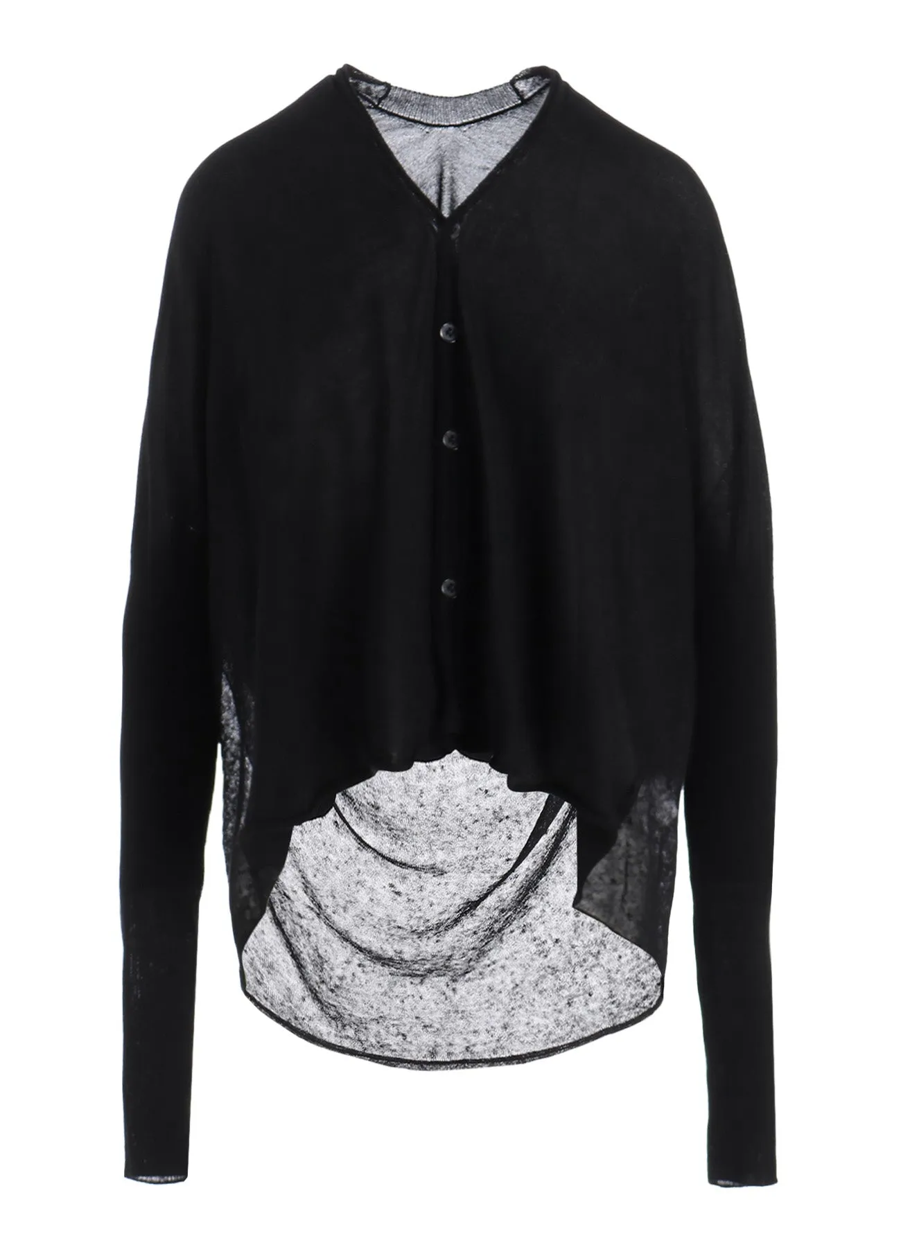 MULTI MATERIAL SHEER JERSEY CROPPED FLARE CARDIGAN sold by Yohji Yamamoto product image thumbnail 2
