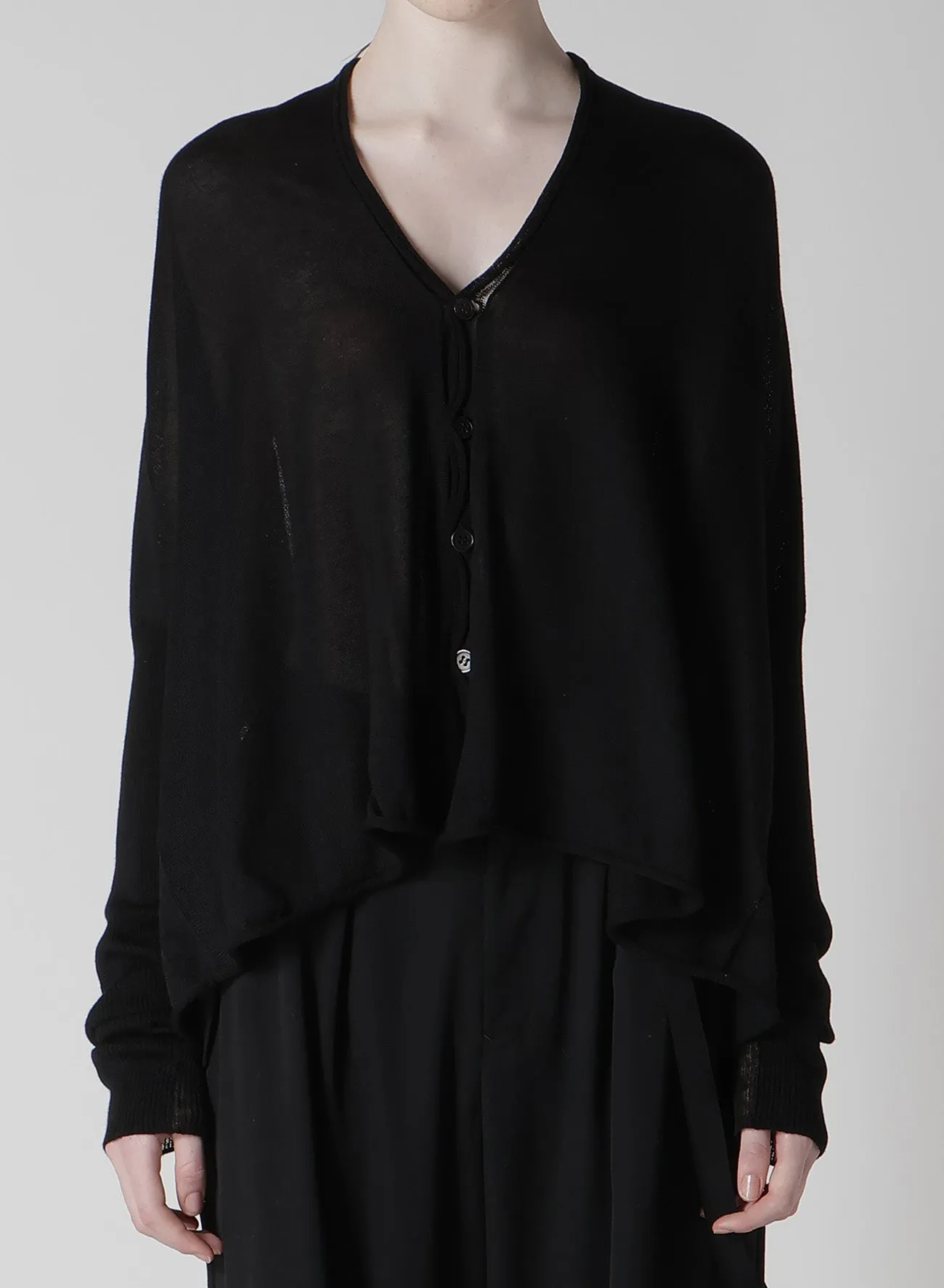MULTI MATERIAL SHEER JERSEY CROPPED FLARE CARDIGAN sold by Yohji Yamamoto product image thumbnail 4