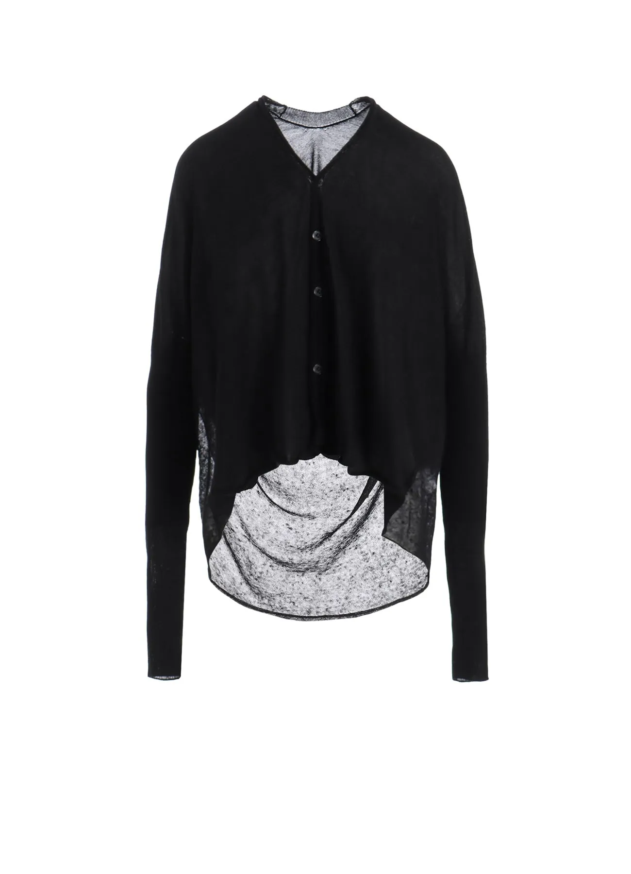 MULTI MATERIAL SHEER JERSEY CROPPED FLARE CARDIGAN sold by Yohji Yamamoto