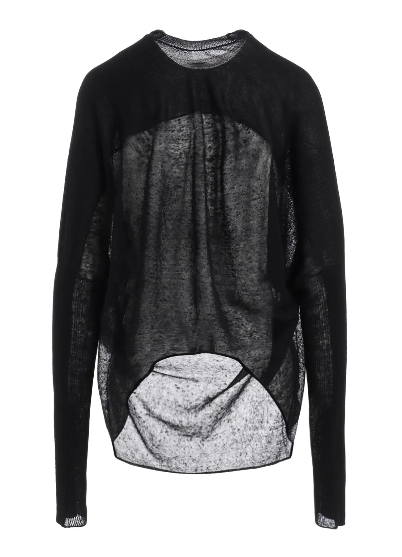 MULTI MATERIAL SHEER JERSEY CROPPED FLARE CARDIGAN sold by Yohji Yamamoto product image thumbnail 3