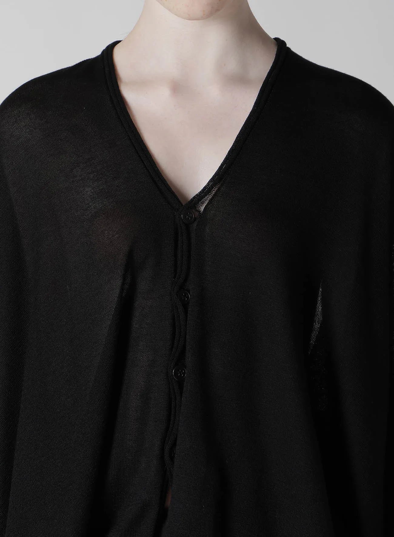 MULTI MATERIAL SHEER JERSEY CROPPED FLARE CARDIGAN sold by Yohji Yamamoto product image thumbnail 5