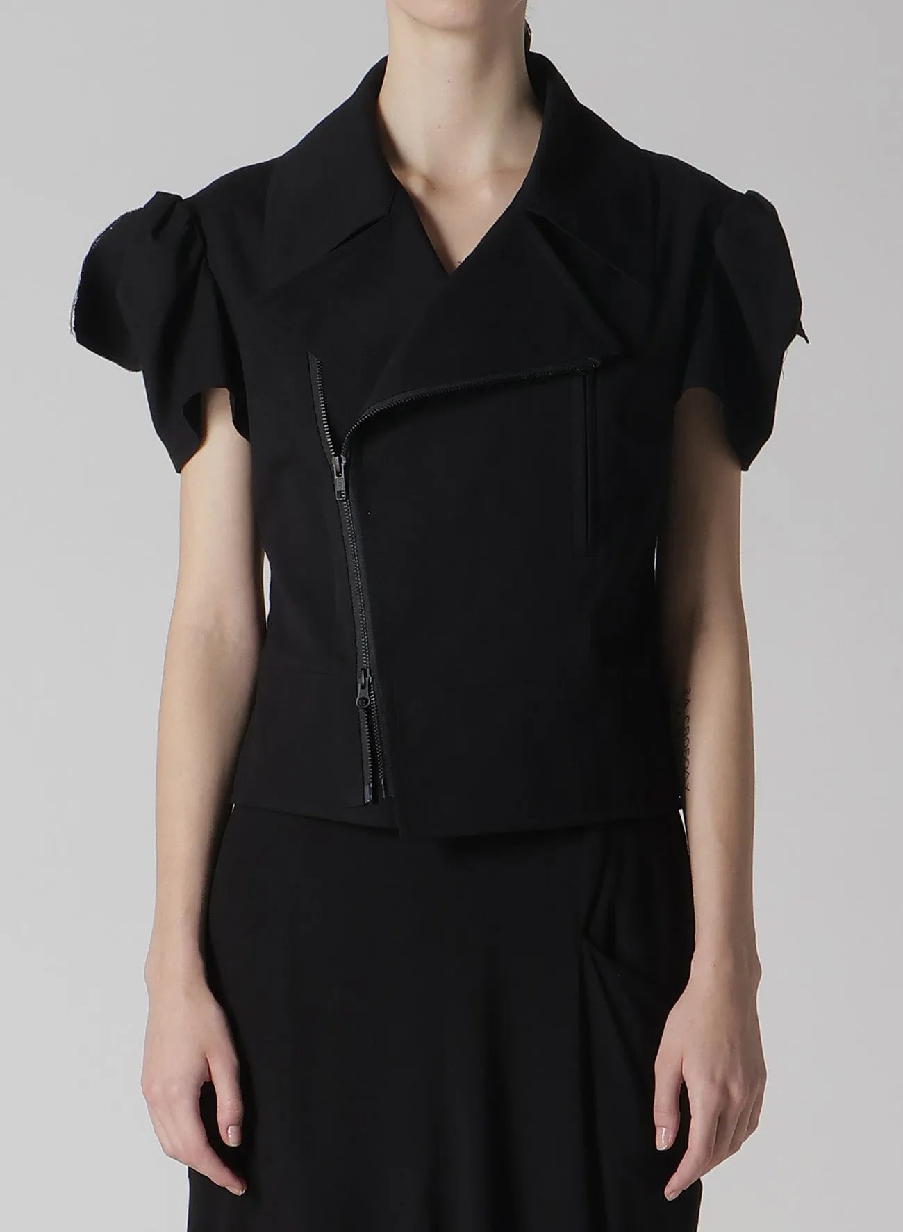 C/RY INTERWEAVE CROSS SHORT SLEEVE MOTO JACKET sold by Yohji Yamamoto product image thumbnail 5