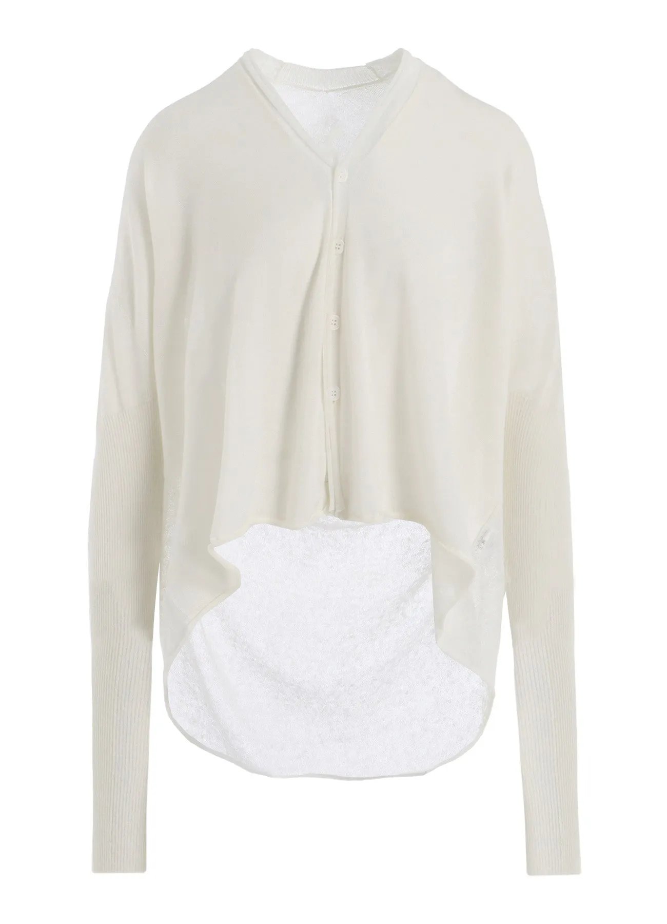 MULTI MATERIAL SHEER JERSEY CROPPED FLARE CARDIGAN sold by Yohji Yamamoto product image thumbnail 2