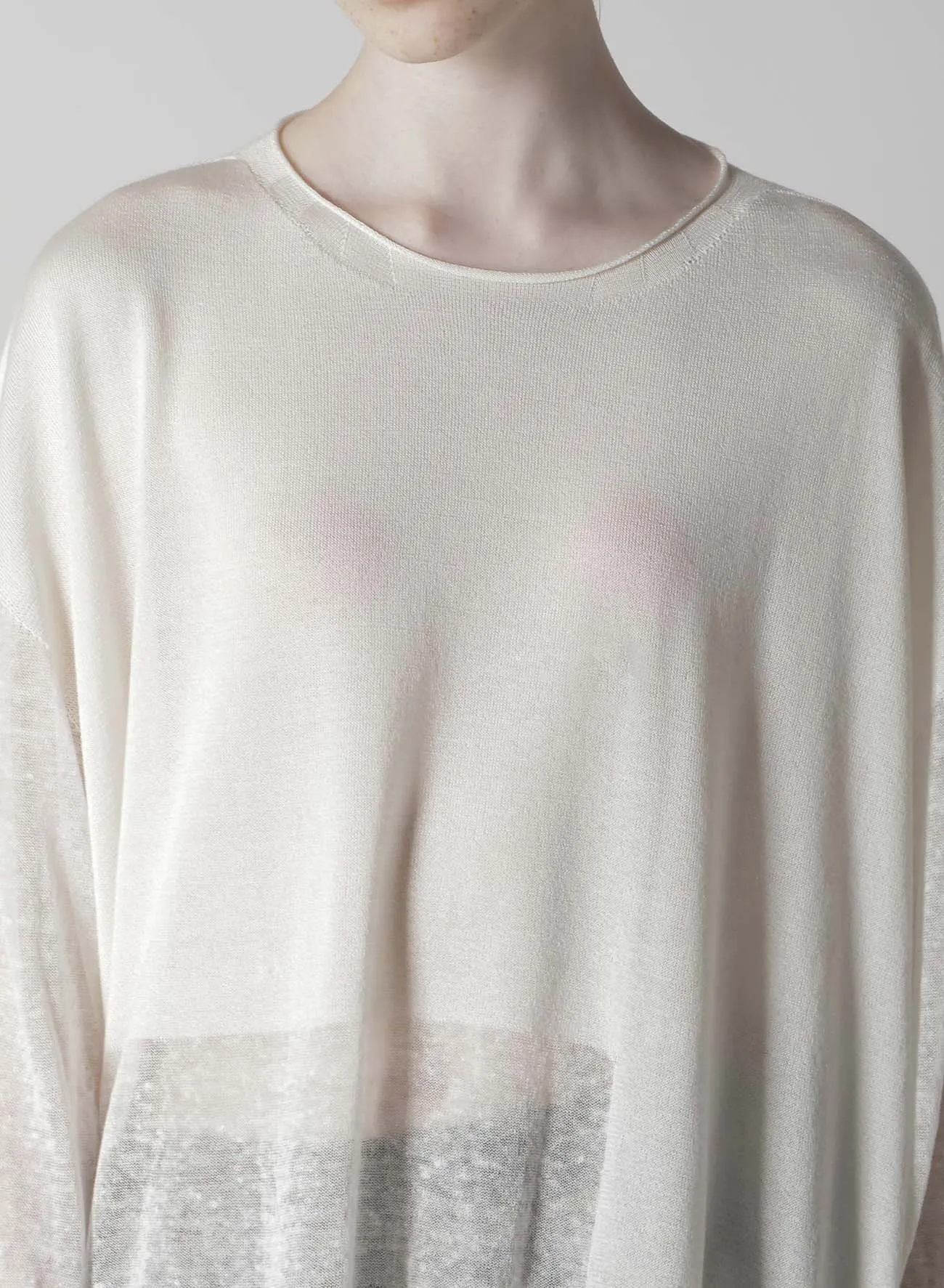 MULTI MATERIAL SHEER JERSEY LOOSE BIG PULLOVER sold by Yohji Yamamoto product image thumbnail 5