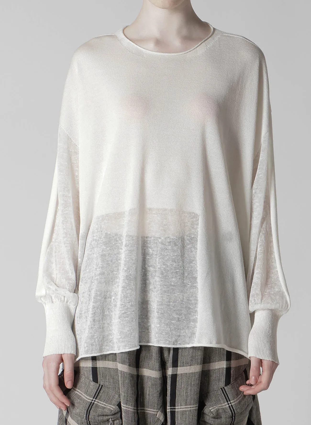 MULTI MATERIAL SHEER JERSEY LOOSE BIG PULLOVER sold by Yohji Yamamoto product image thumbnail 4