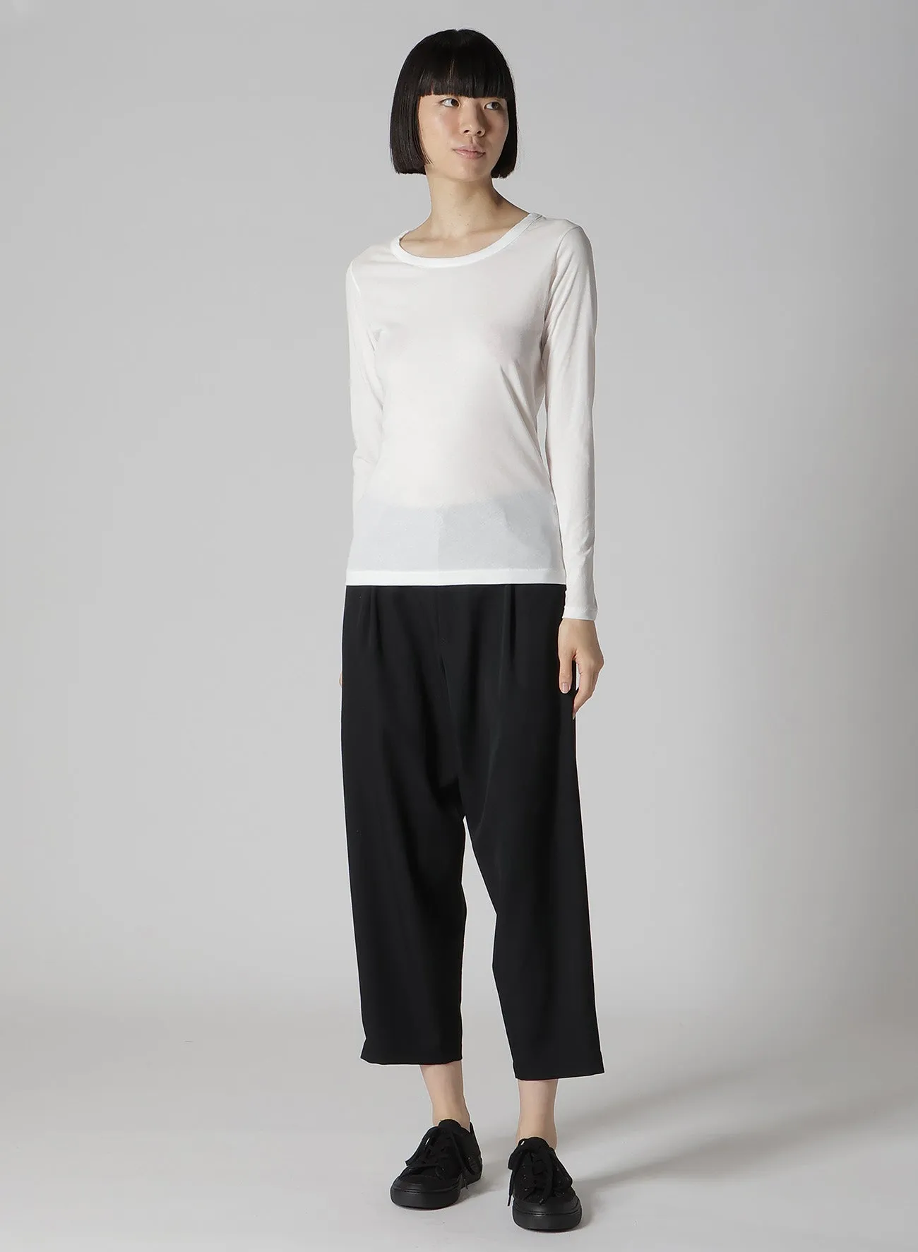 HIGH GAUGE COTTON JERSEY ROUND NECK LONG SLV T sold by Yohji Yamamoto product image thumbnail 3
