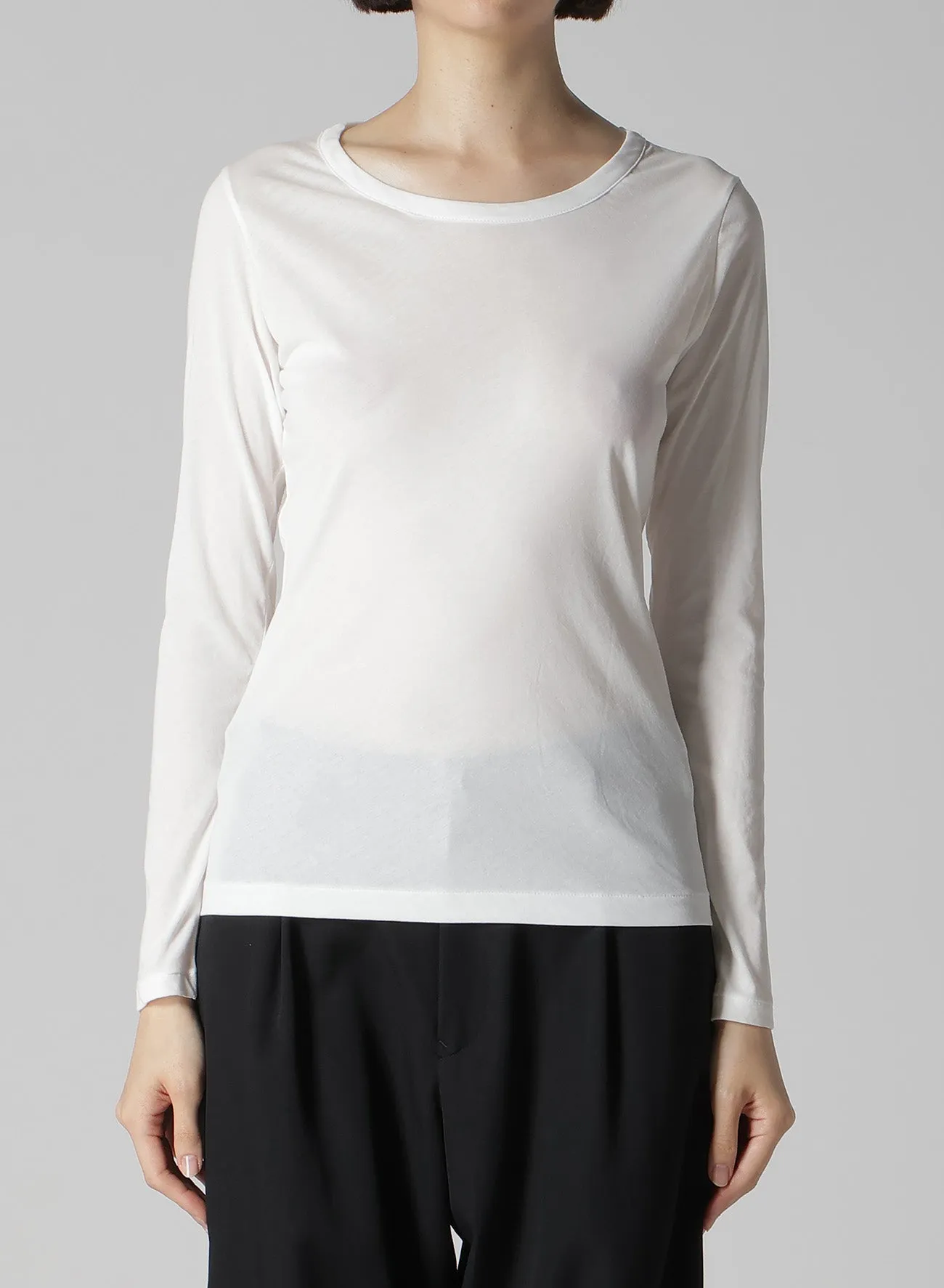 HIGH GAUGE COTTON JERSEY ROUND NECK LONG SLV T sold by Yohji Yamamoto product image thumbnail 2